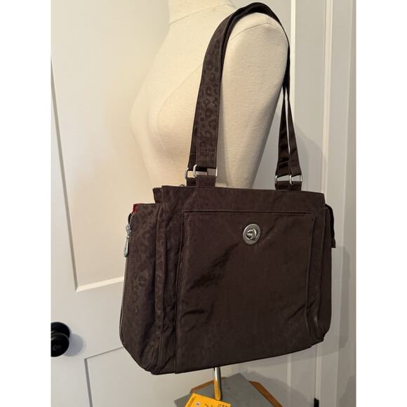 Baggallini All Around Tote Brown Animal Print Lightweight Waterproof - Picture 16 of 16